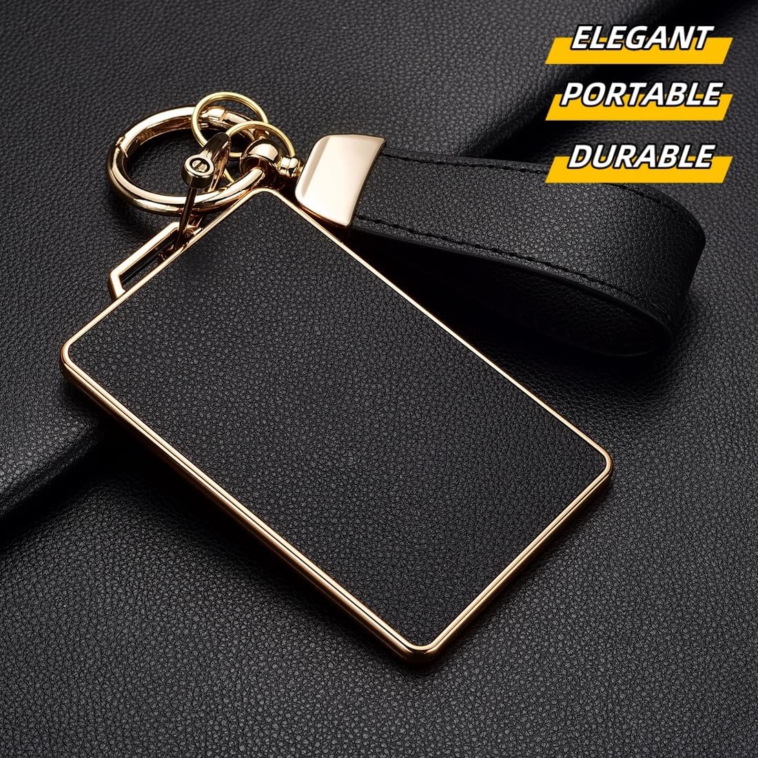 Key Card Holder Case for Tesla with Key Chain, Upper Leather + Soft TPU Card Key Cover Case Shell for Model 3 Model Y S/X Cybertruck