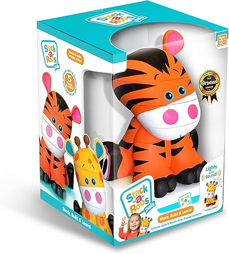 Miniatura 6 de Stack-a-Roos Baby Tiger por Salus Brands - Juguete apilable de animales, juguete educativo de aprendizaje temprano para bebés, bebés y niños