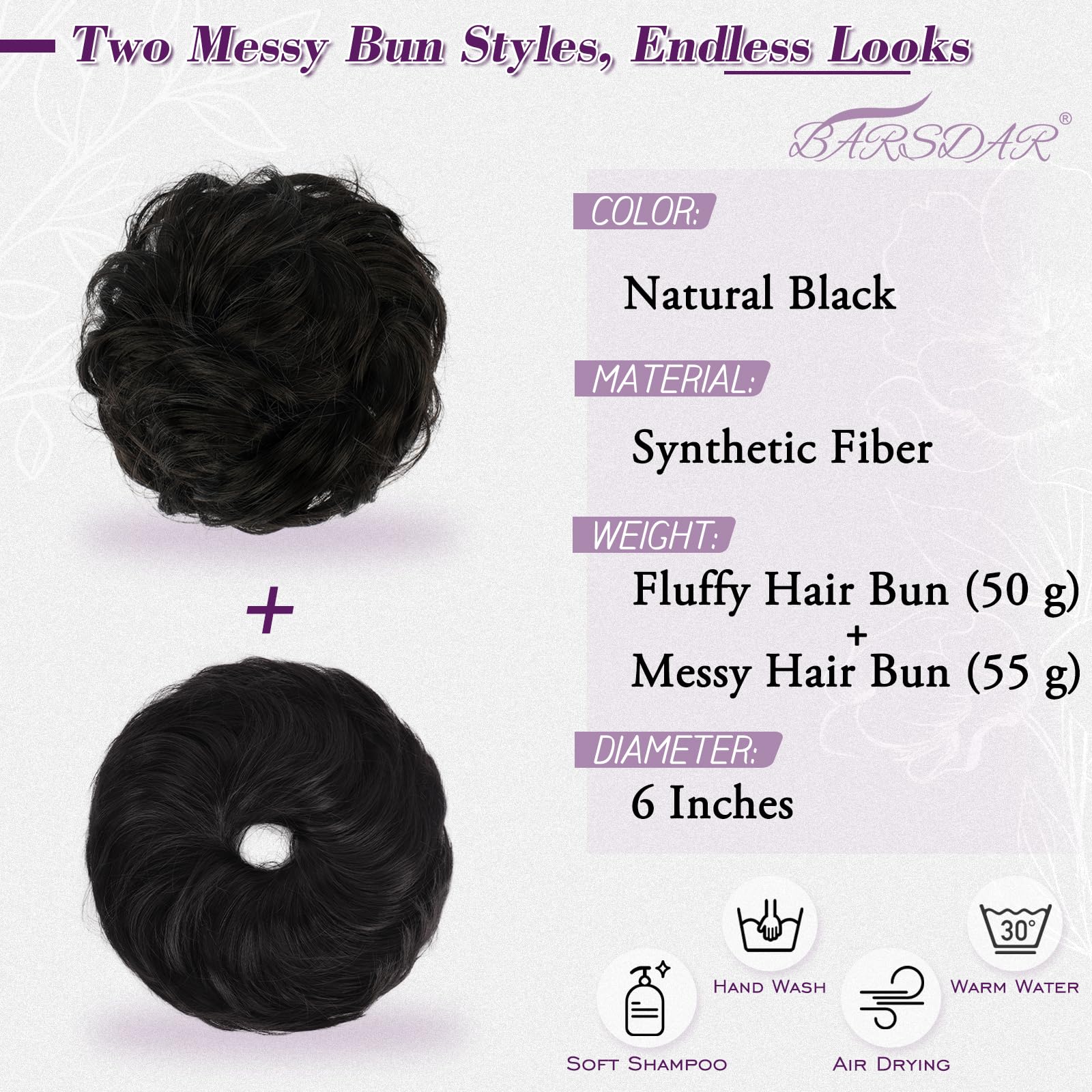 BARSDAR 2 PCS Messy Bun Hair Pieces - Image 2