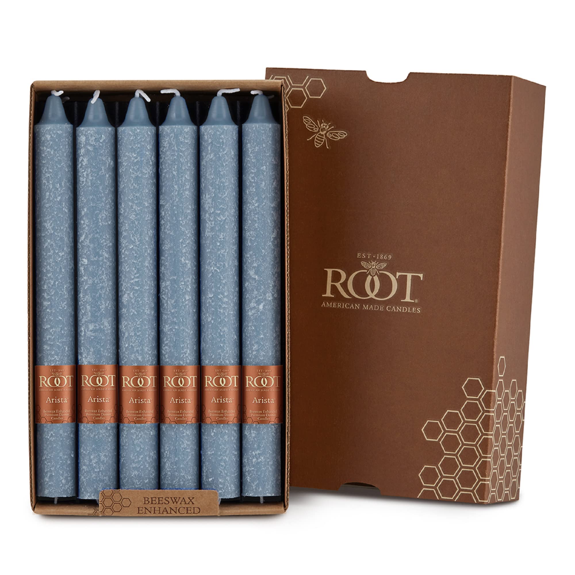 Root Candles Arista Timberline 12 niezapachowych świec obiadowych, 25 cm, Williamsburg Blue