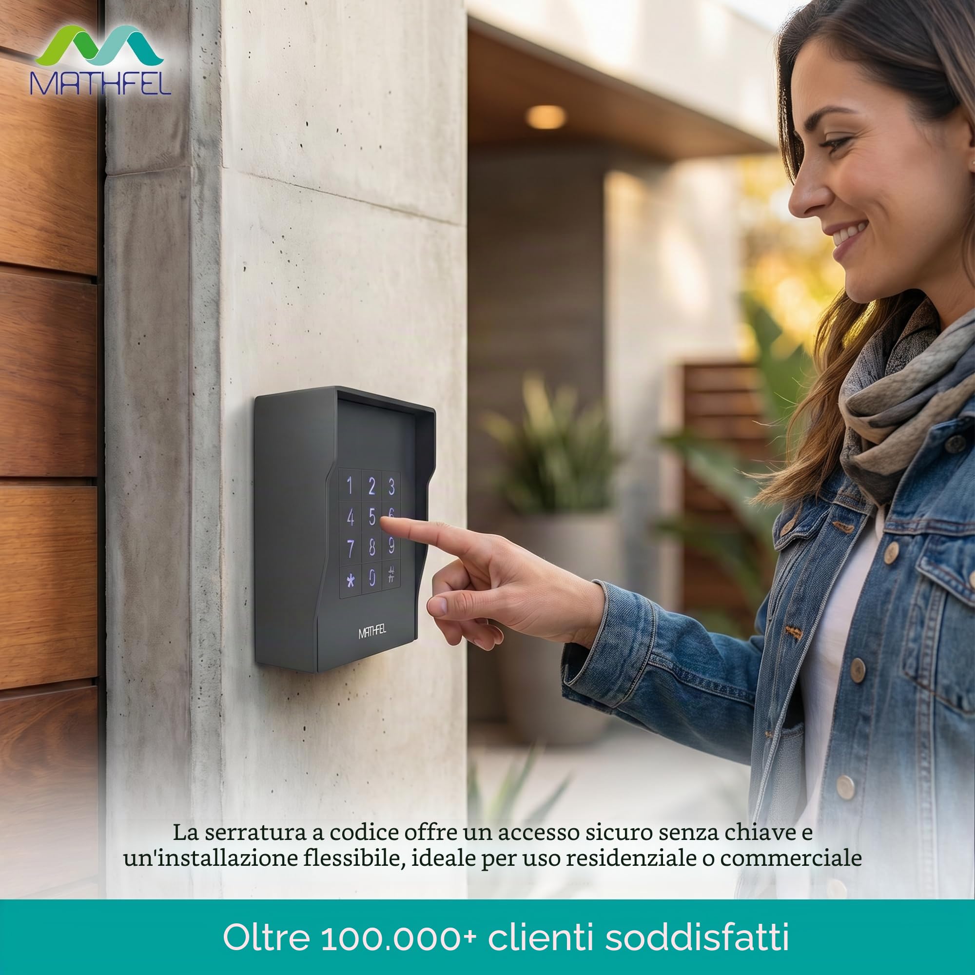 MATHFEL Smart Lock Serratura elettronica per porta d'ingresso - Serratura a codice resistente alle intemperie IP66, 2 apriporta con codice, serratura intelligente, serratura automatica, antracite