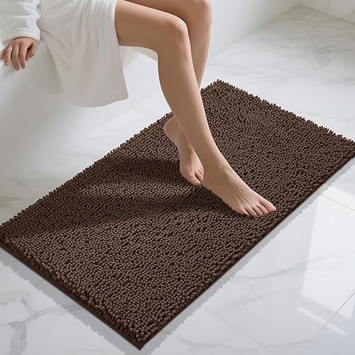 Miniatura 96 de Yimobra Alfombras lavables para baño, alfombra de baño de chenilla súper suave y absorbente para piso y alfombra, alfombra antideslizante de secado