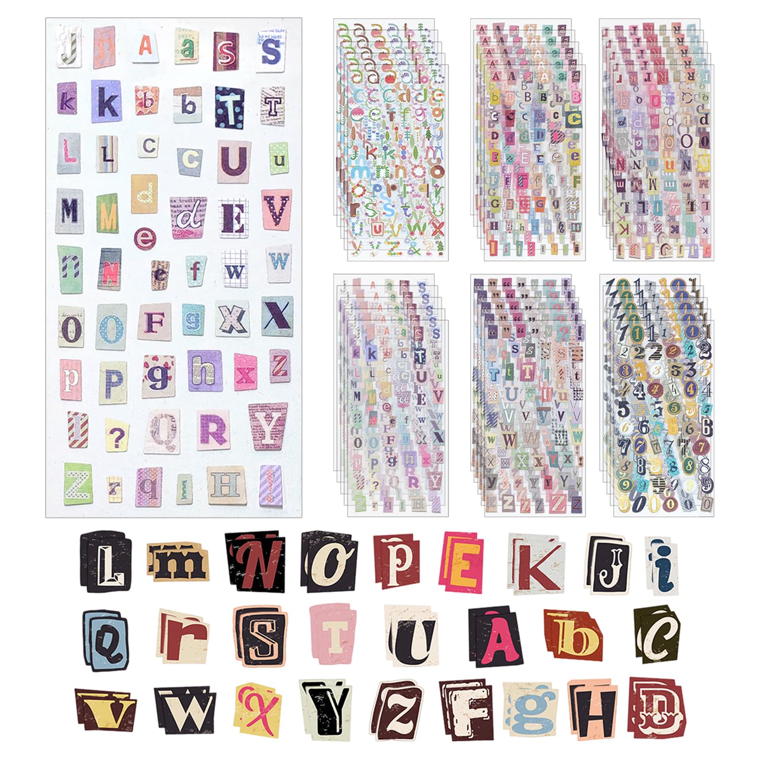 UBSIUH 30 Alphanumeric Stickers, 50 Letter Material Stickers, Hand Account Graffiti Stickers, Creative Decorative Stickers, Suitable For Notebooks And Water Cups.