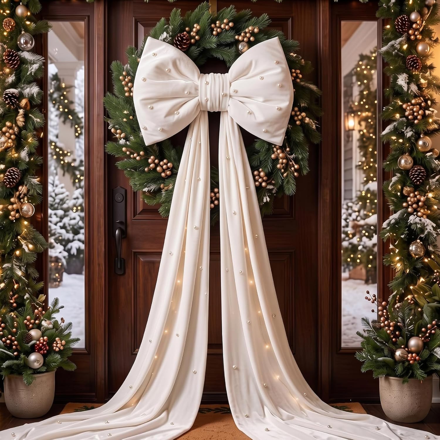 Canlierr 10.83ft Christmas Tree Topper Bow Giant Velvet Christmas Decor