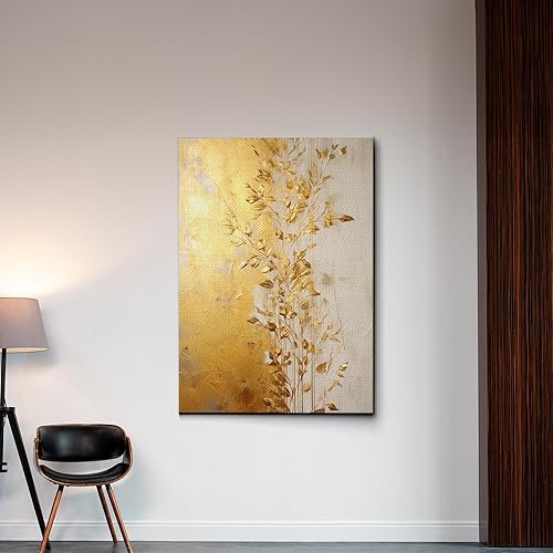 Miniatura 3 de Original Ginkgo biloba Print On Canvas, Modern Textured Gold Wall Art, Abstract Gold Leaves Print, Living room Wall Decor, Art Print, Wall