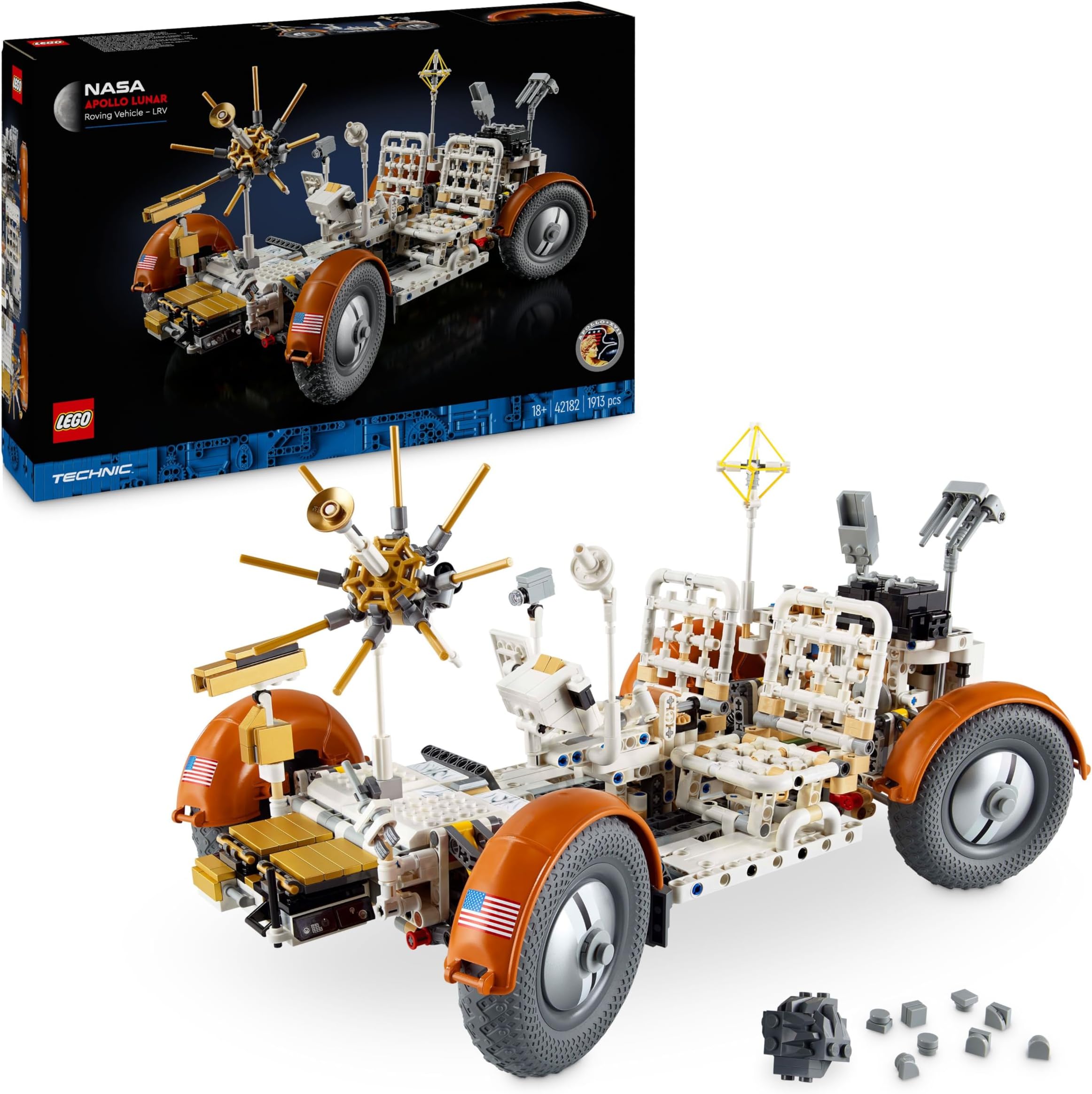 LEGO Technic NASA Apollo Lunar Roving Vehicle โ LRV, Space Rover Model Kit for Adults to Build, Collectible Home or Office Decor Set, Gift for Men, Women, Him and Her 42182