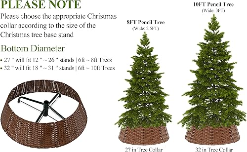 Miniatura 2 de HBlife Collar de árbol de Navidad, anillo de plástico tejido a mano, falda rústica para árbol de Navidad, base de árbol de Navidad para decoración