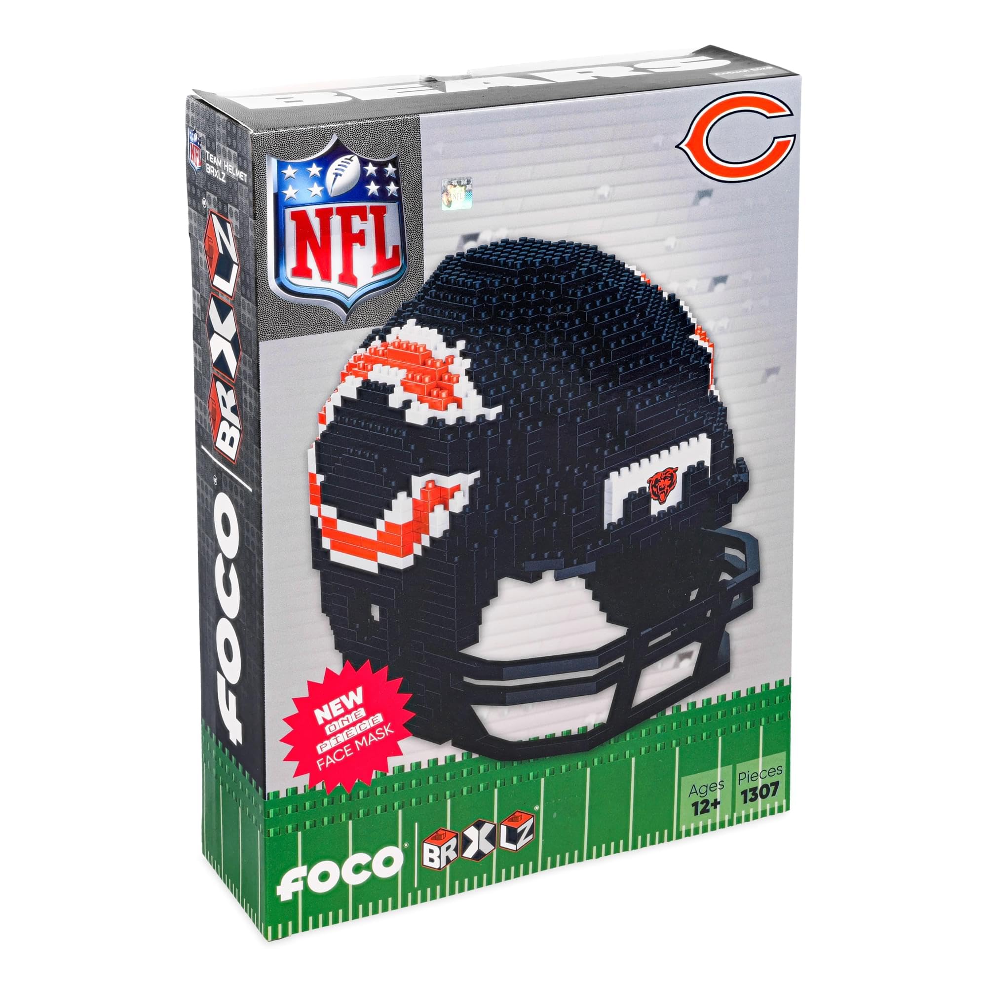 Amazon.com : FOCO Chicago Bears NFL 3D BRXLZ Puzzle Replica Helmet