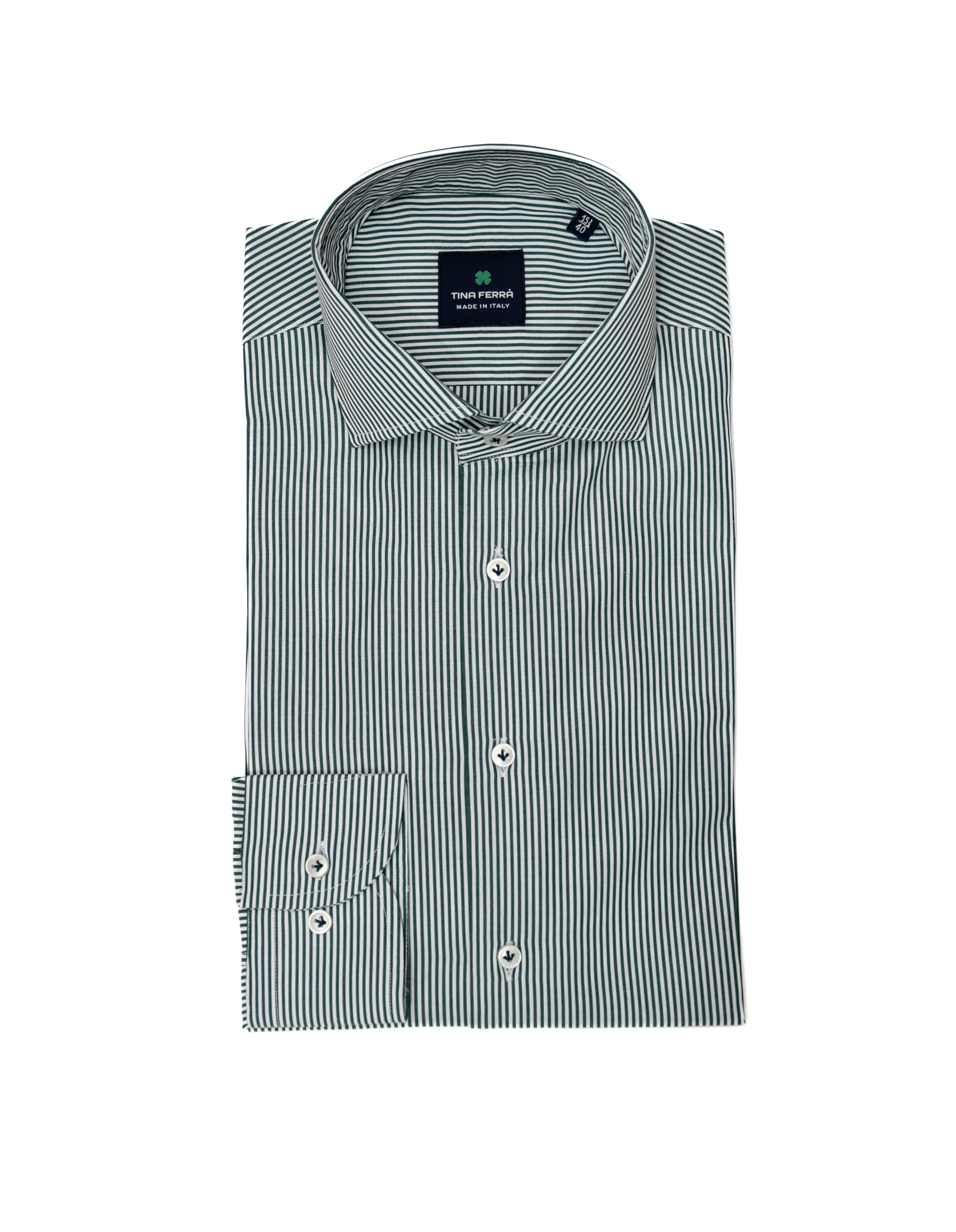 Tina Ferrà Camisa casual a rayas elegante hombre, ajuste regular, camisa de algodón de manga larga, 100% Made in Italy