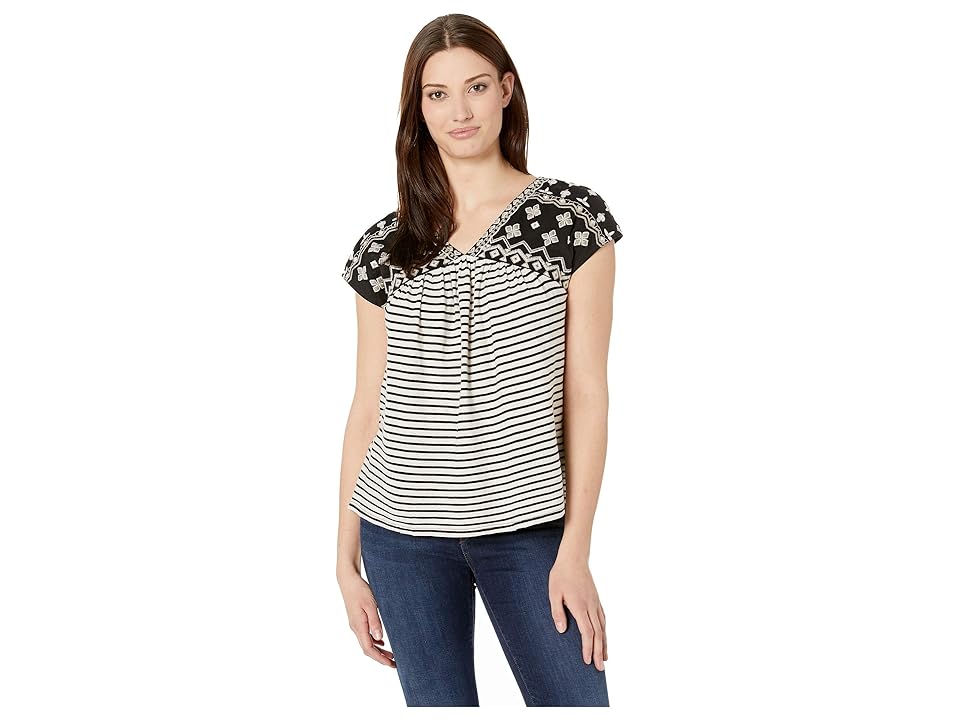 

Lucky Brand Novelty Striped Top (Black Multi) Women's T Shirt