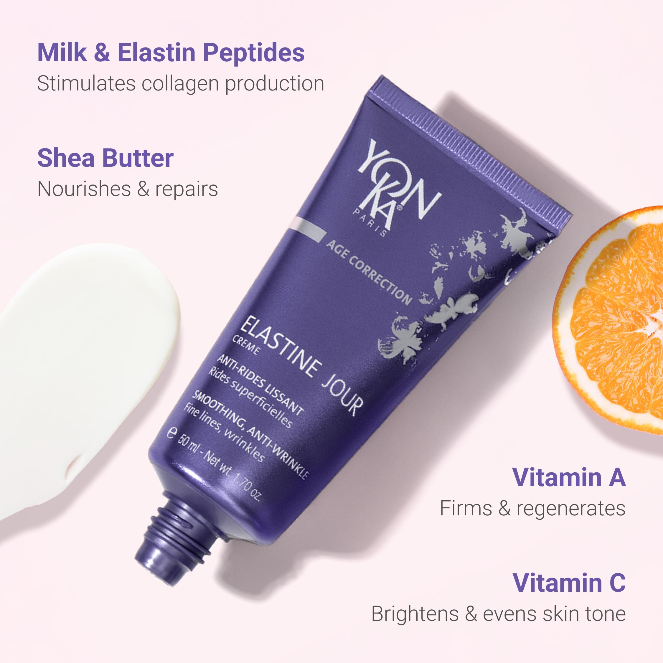 Elastine Jour Cream Yonka 50 ml – Anti-Aging-Feuchtigkeits-Tagescreme für das Gesicht, mit Vitamin C und Elastinpeptiden – Nachgewiesene Ergebnisse unter Dermatologischer Kontrolle!