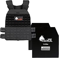 Vista 1 de WOLF TACTICAL Chaleco con peso y placas de chaleco de peso (negro, 14.5 libras)