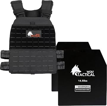 WOLF TACTICAL Weighted Vest and Weight Vest Plates Black, 14.5lbs