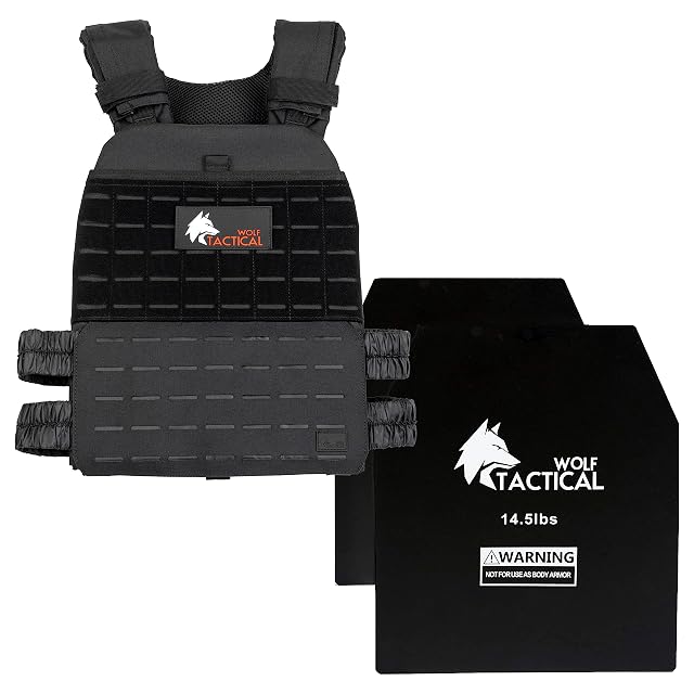 WOLF TACTICAL Weighted Vest and Weight Vest Plates Black 14 5lbs