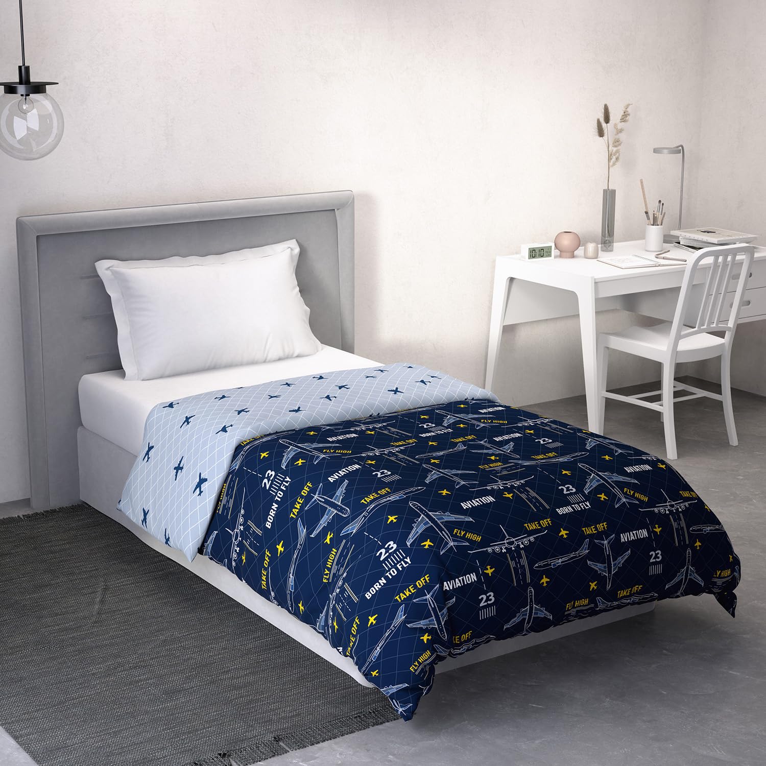 Ddecor - Pack of 1 Kids 100% Cotton Cartoon 150 TC Single Reversible Dohar - Blue-picture-10