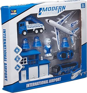 لعبة نموذج المطار الدولي من شينينداي S-1022، 10 قطع - ابيض ازرق