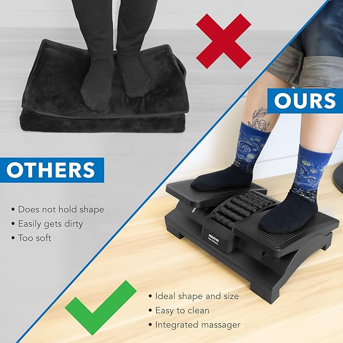 Reposapiés ergonómico Mount-It! con inclinación ajustable, negro miniatura 4
