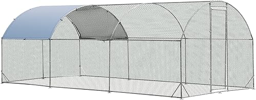 PETSITE Gallinero de metal grande, jaula de gallinero para aves de corral, bolígrafo de pato en forma de cúpula con cubierta impermeable para uso en