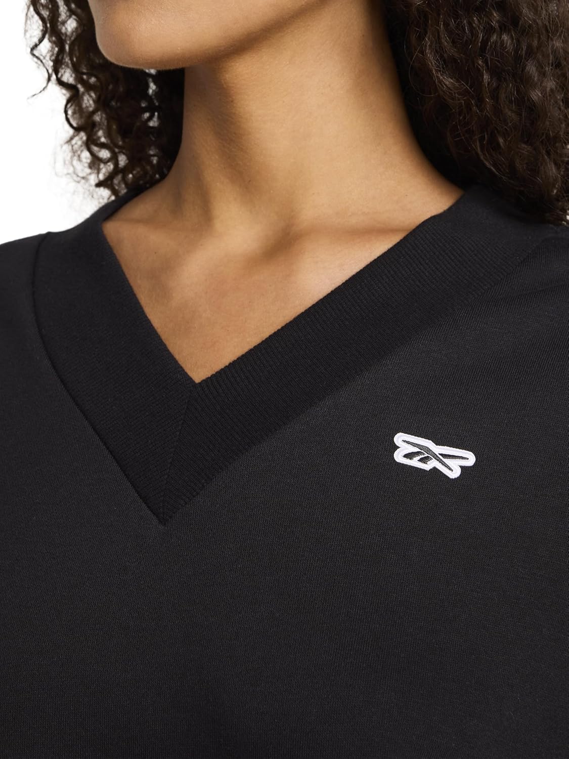 Reebok womens Collegiate V-neck Sweatshirt, Standard Fit, Midweight Cotton-poly Fabric - Image 4