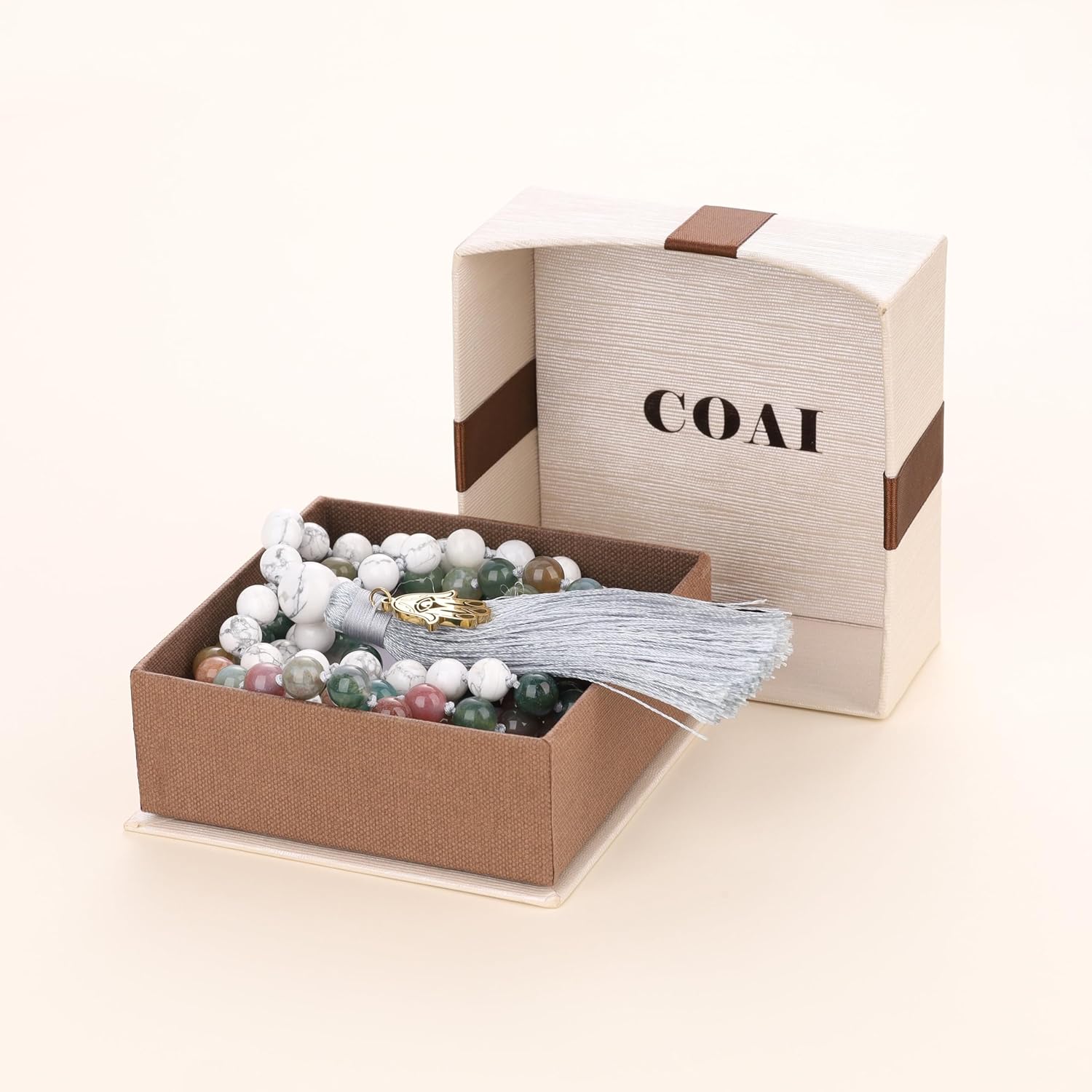 COAI Hand Knotted Tassel 108 Mala Beads Stone Beaded Necklace for Yoga Meditation - Image 7