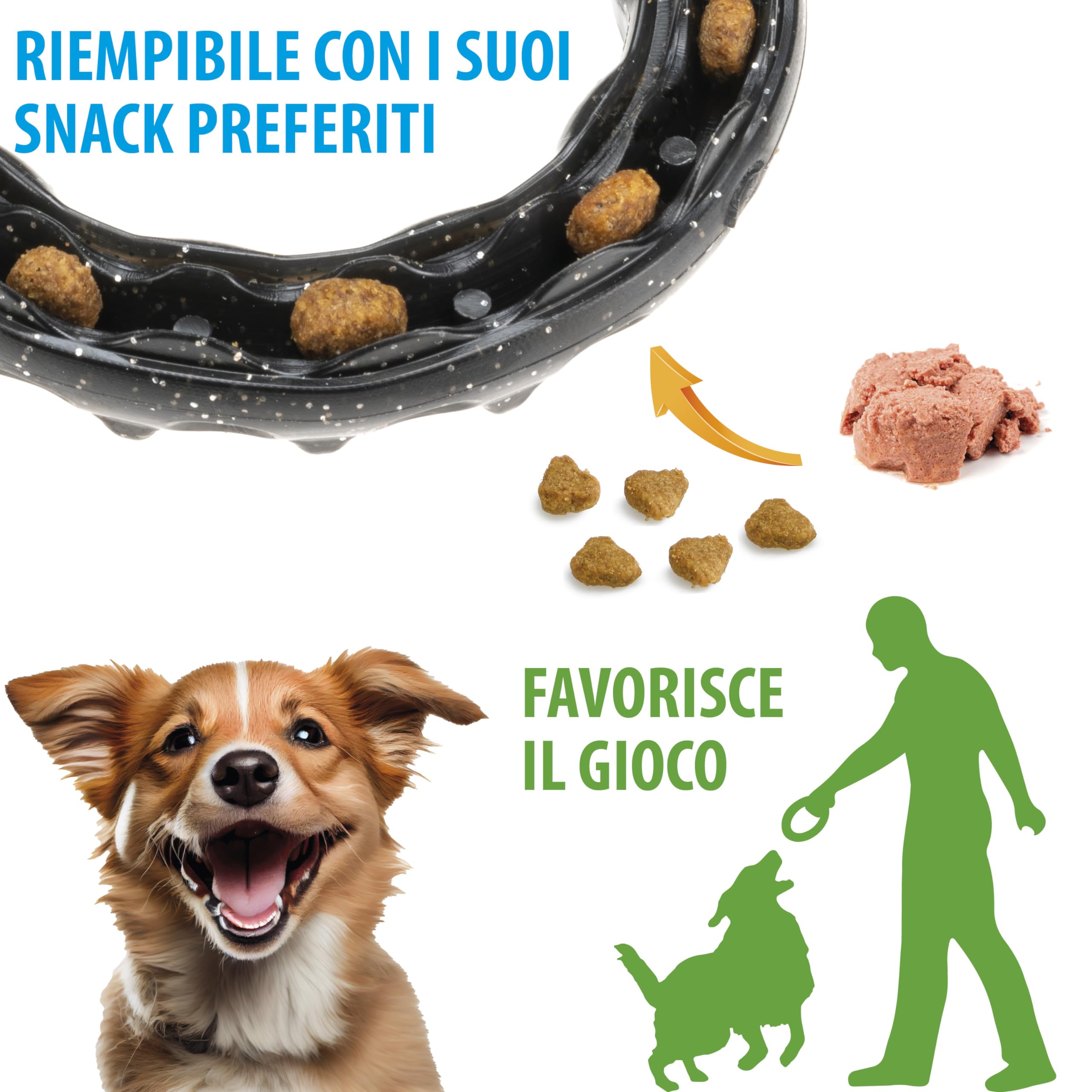 Gioco Per Cane Anello Dispenser Ferplast - Per Crocchette, Igiene Dentale - Taglia Media, Rosso - Foto 5