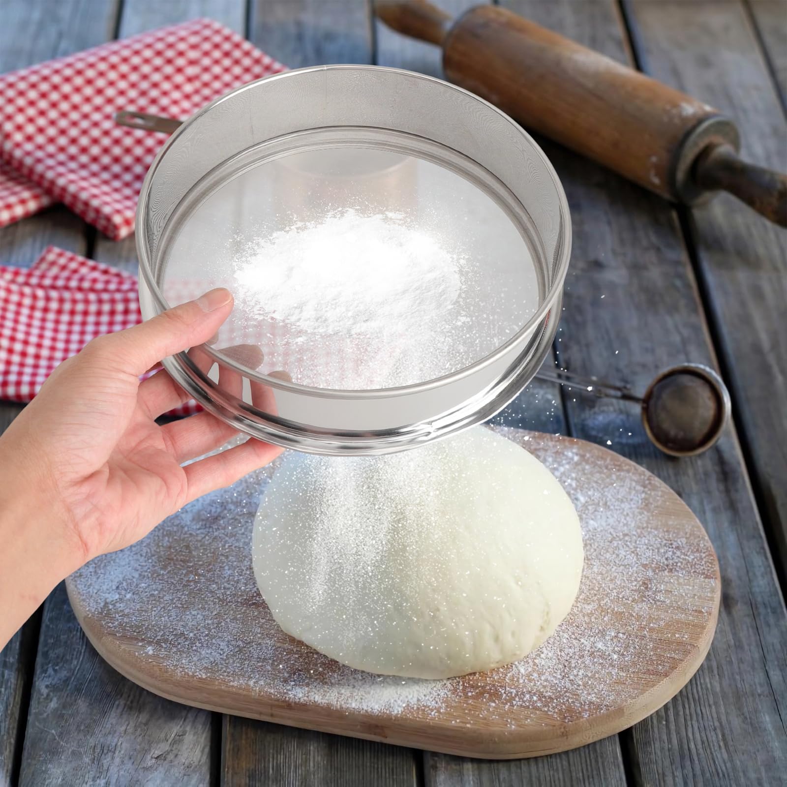 Sitko kuchenne ze stali nierdzewnej 150 z drobnymi oczkami ze stali nierdzewnej o drobnych oczkach 20 cm Ø 0,1 mm, ultra drobne drobne sitko, do mąki, sitka do mąki, cukru pudru, sosu matchy