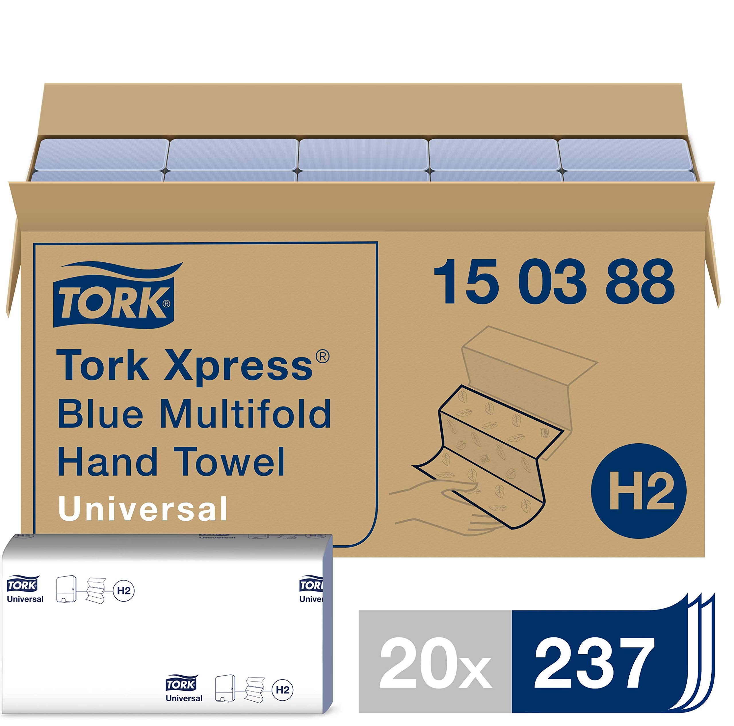 Essuie-mains Interfoliés Tork Xpress - 4740 Feuilles Bleues 2 Plis, Pour Distributeur H2, Qualité Universal Traçable