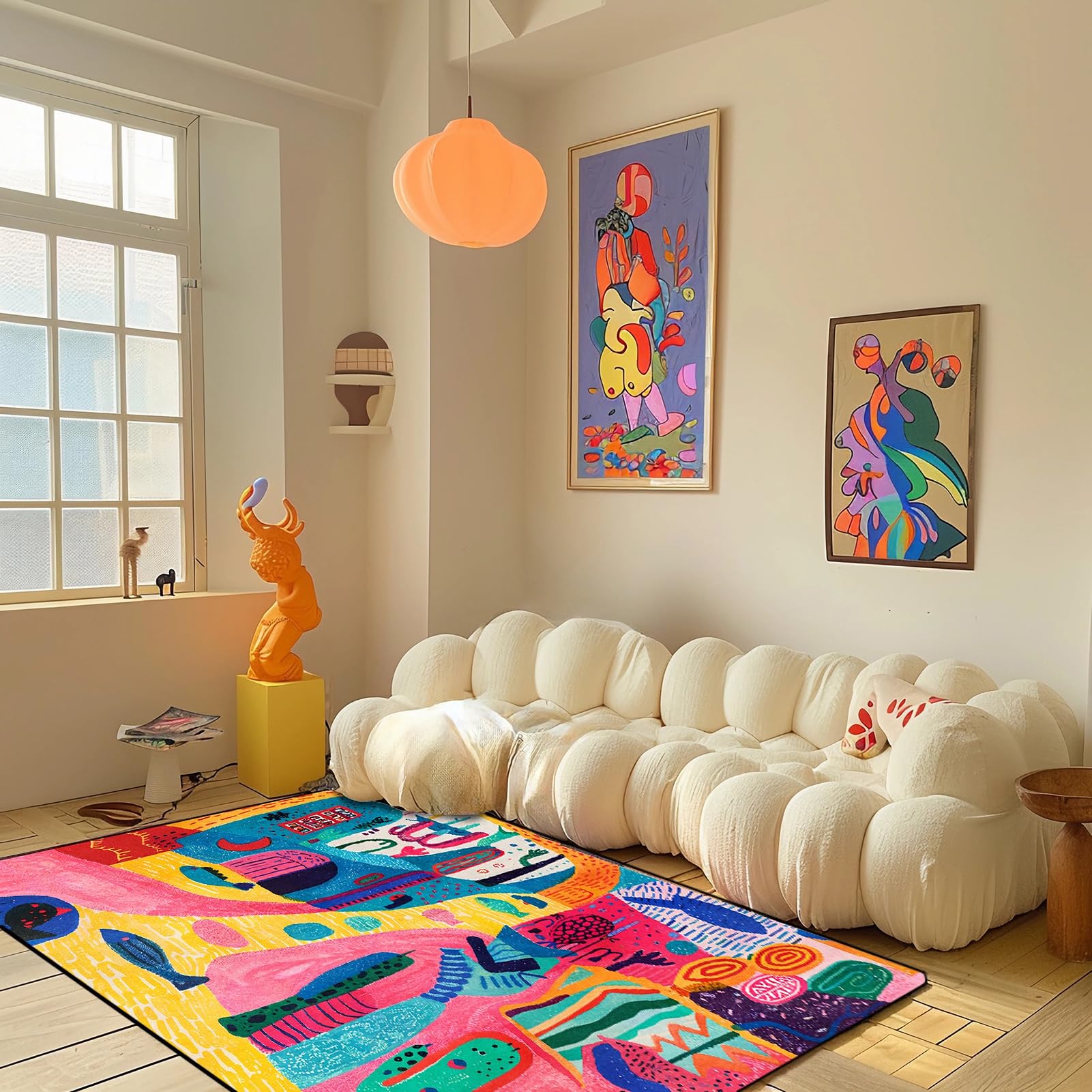 Tapis de graffiti coloré abstrait 180x240cm à poils courts