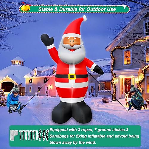 Miniatura 5 de SEASONBLOW Elfo gigante inflable de Navidad de 12 pies con luz LED para decoración de bastón de caramelo para patio, césped, jardín, hogar, fiesta,