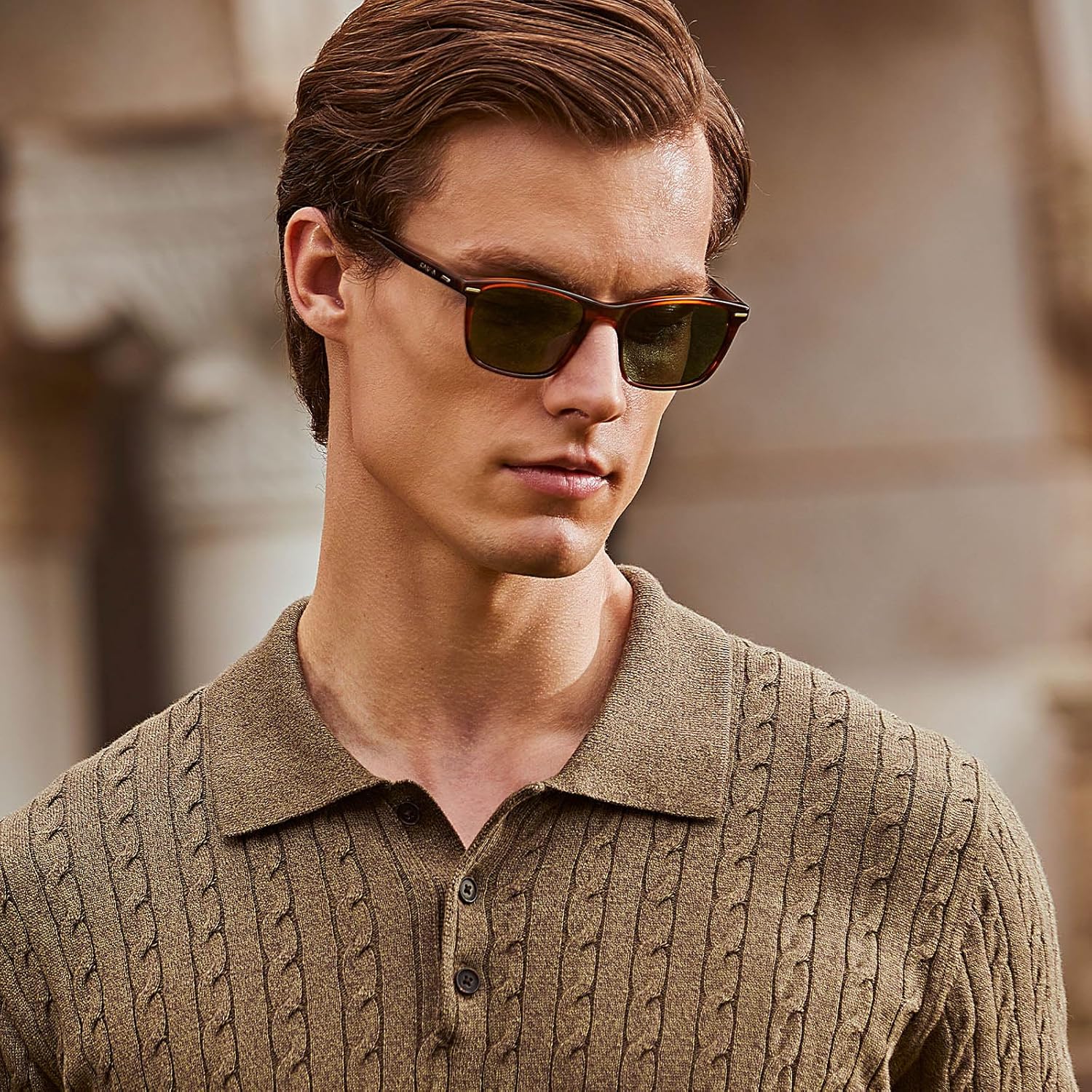 CARFIA Rectangle Polarized Sunglasses for Men UV400 Protection Narrow Face Lightweight Acetate Driving Glasses - Image 3