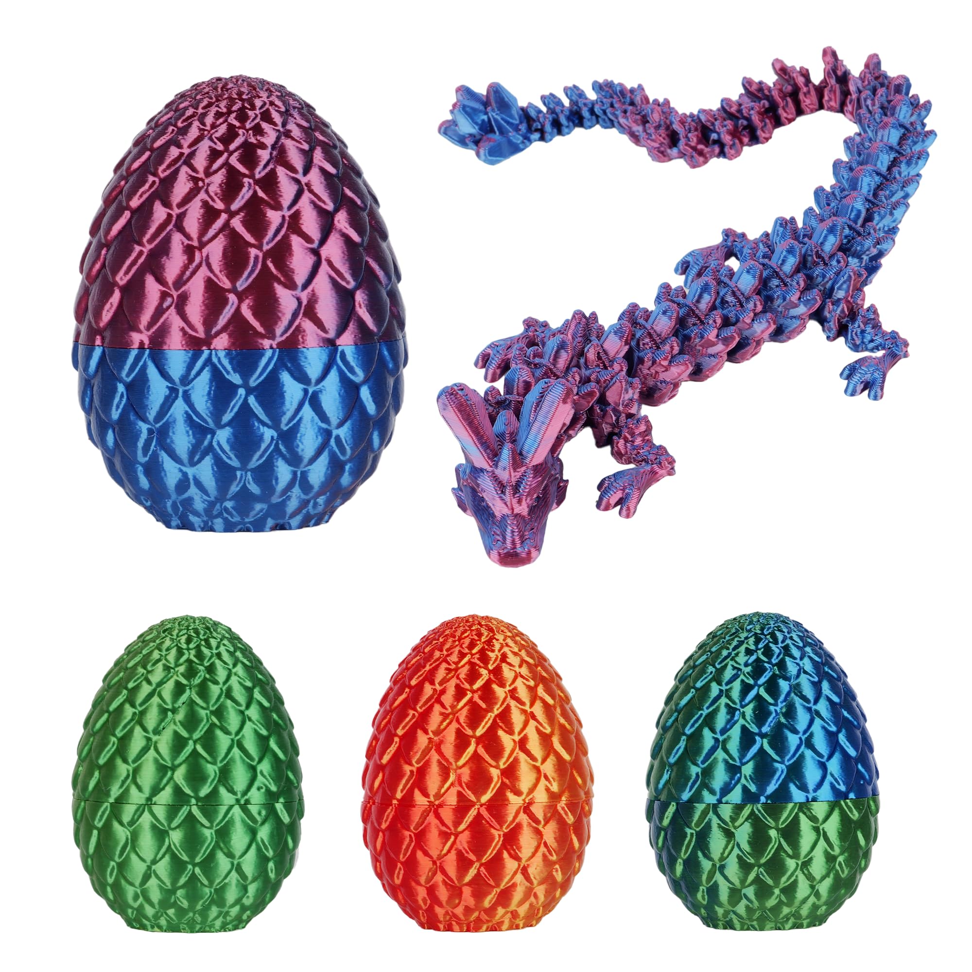 3D Printed Dragon Egg 8.5cm With Dragon Inside, Twistable Egg, Flexible Joints, Mystery Articulated Crystal, Fidget Toys