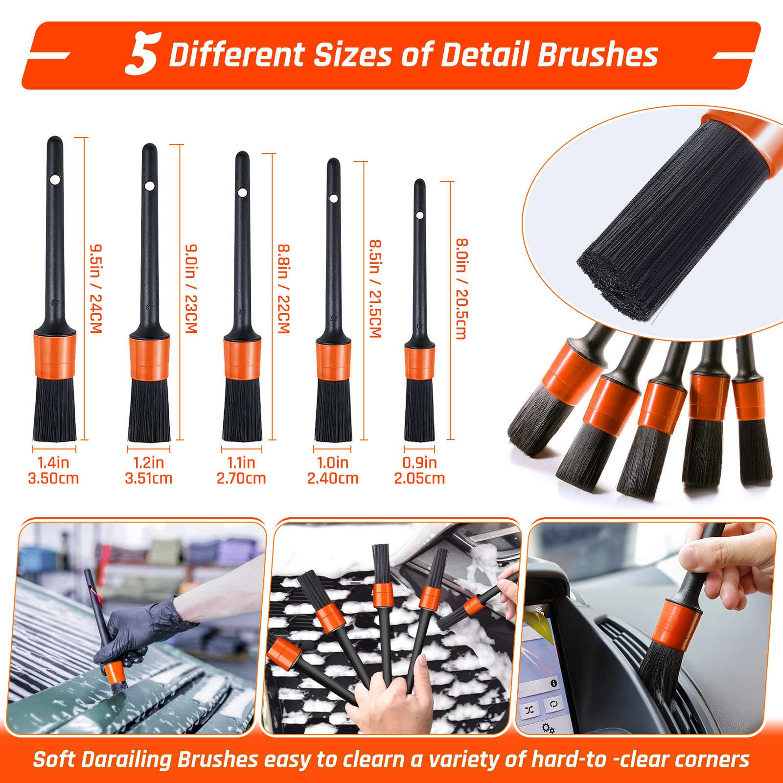 Kit di Pulizia per Interni dell'auto, Kit di Pulizia per Interni dell'auto, Kit di Pulizia per Interni dell'auto, Kit di Lavaggio con Secchio per Dettagli, Accessori per Moto, Auto, Biciclette, Ruote