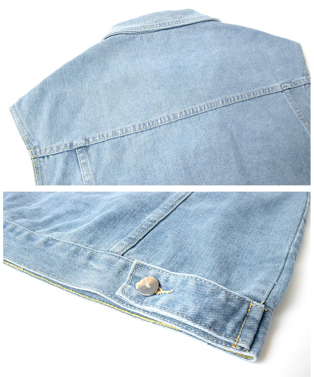 Chaleco Vaquera para Hombre Vintage Chaleco de Jeans Chaqueta Vaquera Sin Mangas Chaleco Moto en Tela Vaquera con Botón