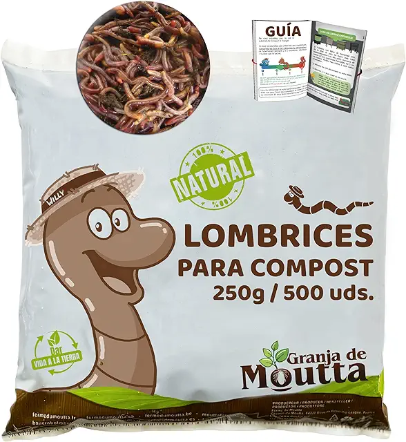 Lombrices Eisenia 250g para Compostador - 500 uds. aprox.