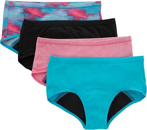 Hanes Girls' Period Underwear Boxer Briefs, Comfort Period Boxer Brief