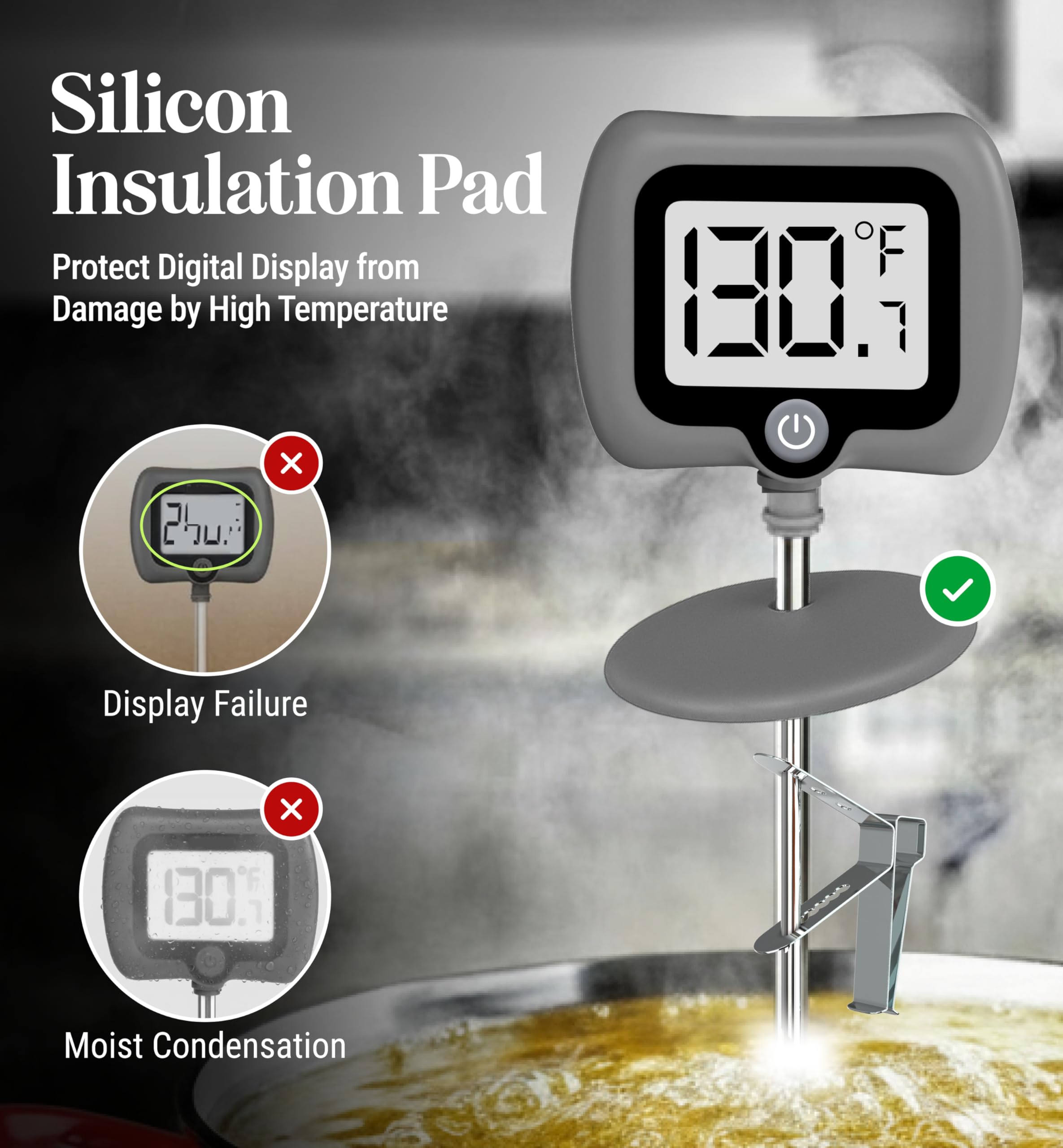 Craft911 Thermomètre de cuisine numérique avec manique, lecture instantanée pour la cuisine, la pâtisserie et la pâtisserie - 10 sondes en acier inoxydable - Écran LCD - Outils et