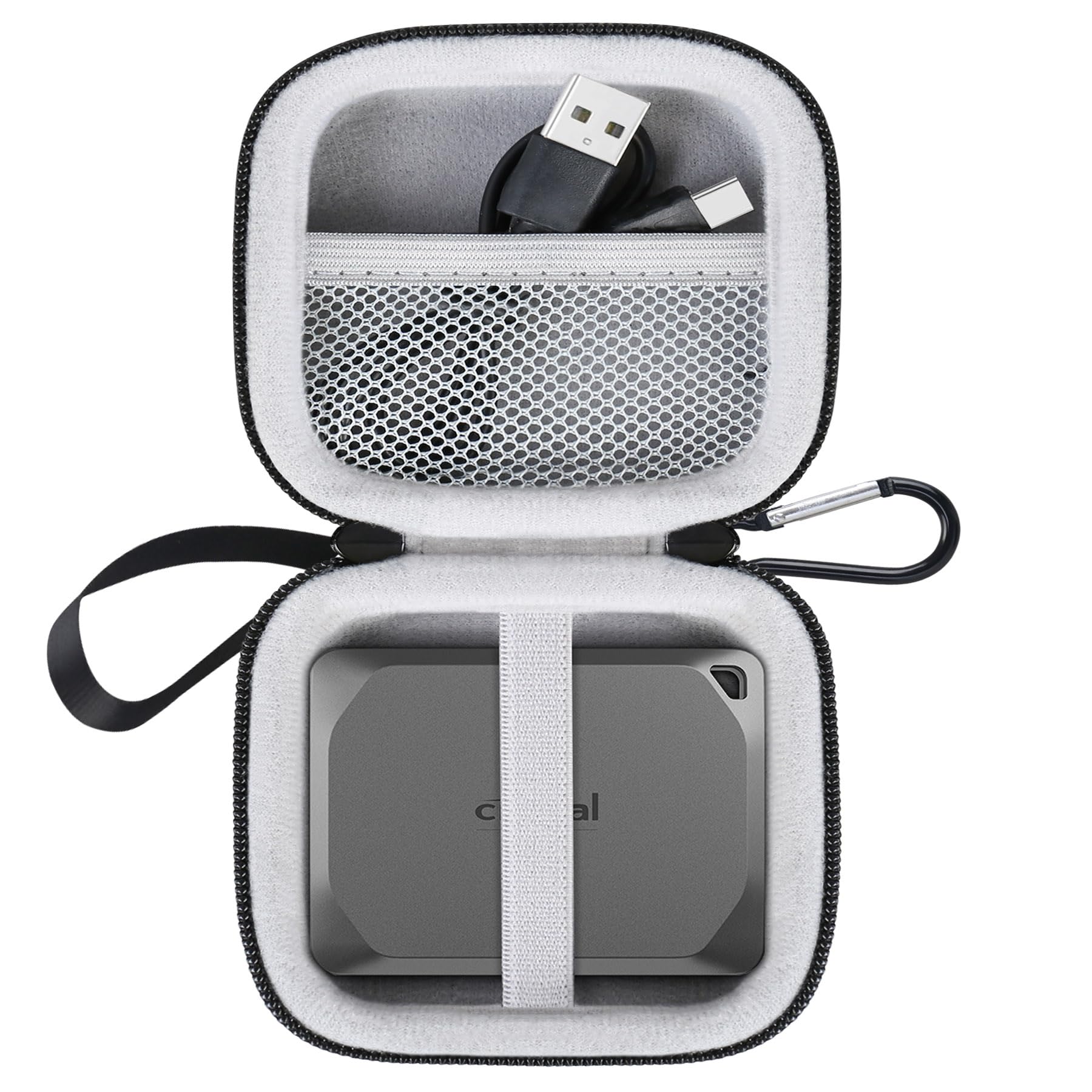 Lacdo Étui Disque Dur Externe Housse De Protection Pour Crucial X10 Pro/Crucial X9 Pro Portable SSD 1TB 2TB 4TB USB 3.2 EVA Housse Pochette Case Antichoc Étanche, Nior+Gris