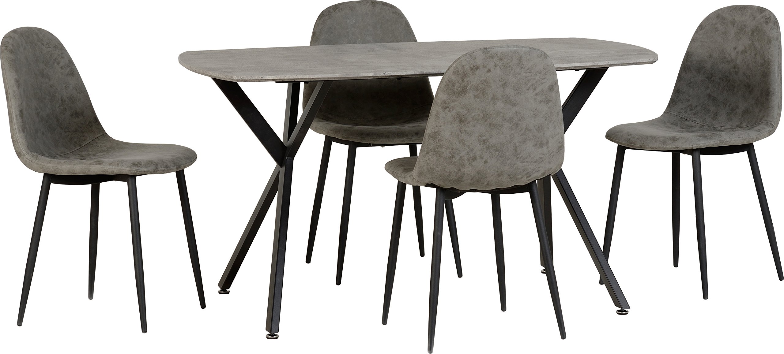 Seconique Athens Dining Set with 4 Dining Chairs in Concrete Effect