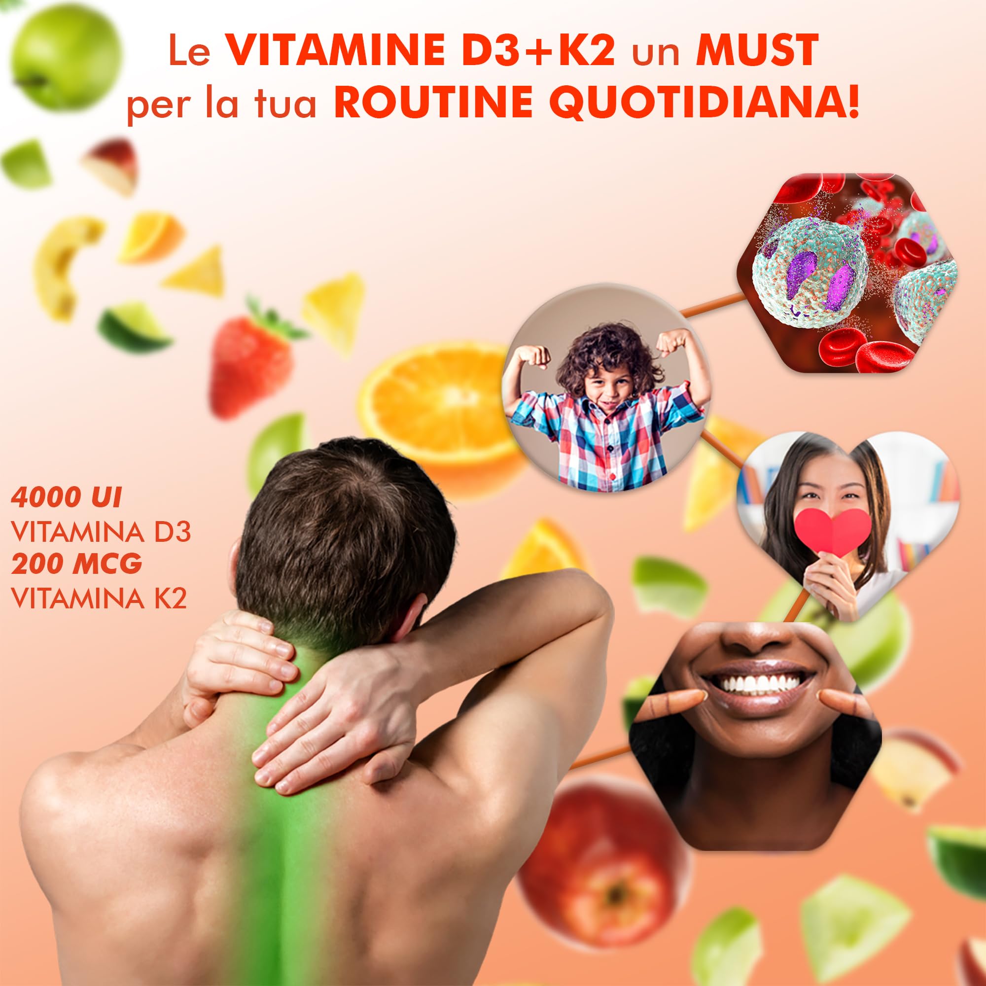 Vitamina d3 k2 mk7 vegana alto dosaggio 365 Micro compresse, Vitamina d3 4000 ui e 200 mcg di Menachinone per sistema immunitario, ossa e denti - Made in italy