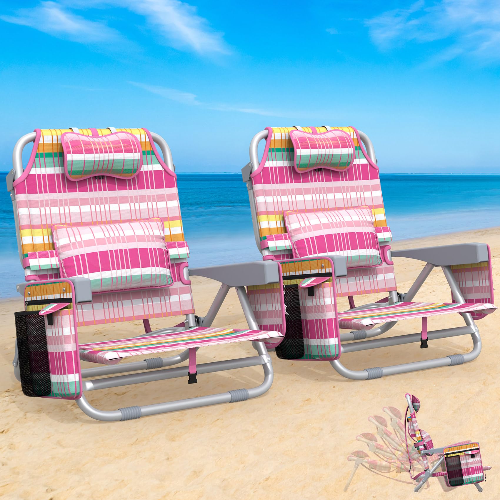Photo 1 of Suteck Backpack Beach Chairs for Adults 2 Pack, 5-Position Adjustment