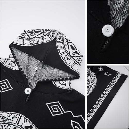 Miniatura 4 de Poncho mexicano unisex Serape con sudaderas Vintage Hippie Western Poncho Boho Totem Suéter sin mangas