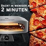 cozze Duży piec gazowy do pizzy 43,2 cm (50 mbar) – piec do pizzy z regulatorem do pizzy rodzinnych – zawiera wąż gazowy i regulator – 8,0 kW – palnik U – do ogrodu i tarasu