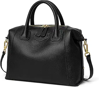 DORIS&JACKY Genuine Leather Satchel Purse, Medium Top Handle Bag and Cowhide Tote for Women