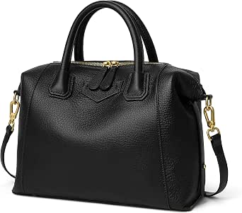 DORIS&JACKY Genuine Leather Satchel Purse and Top Handle Tote Bag for Women