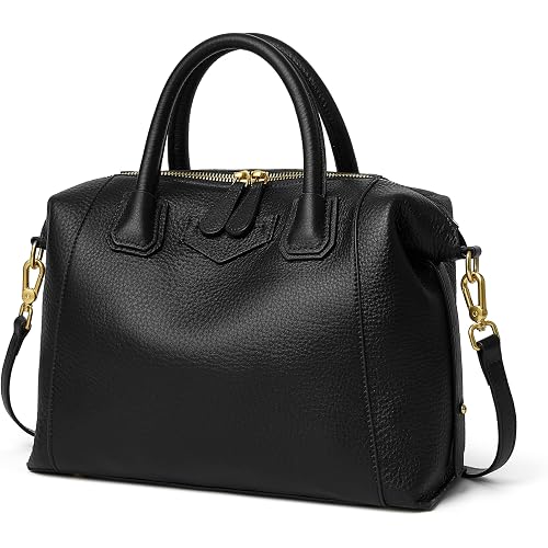DORIS&JACKY Genuine Leather Satchel Purse, Medium Top Handle Bag And Full Grained Cowhide Tote Handbag for Women | Genuine Leather