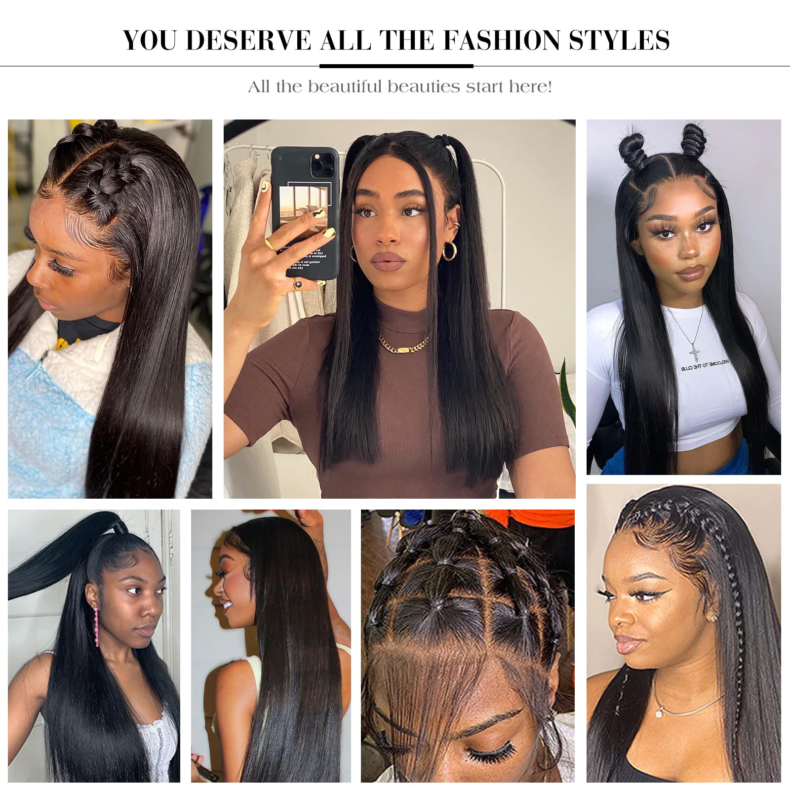 13x6 HD Lace Front Straight Human Hair Wig 100% Unprocessed Brazilian Virgin Hair - Image 3