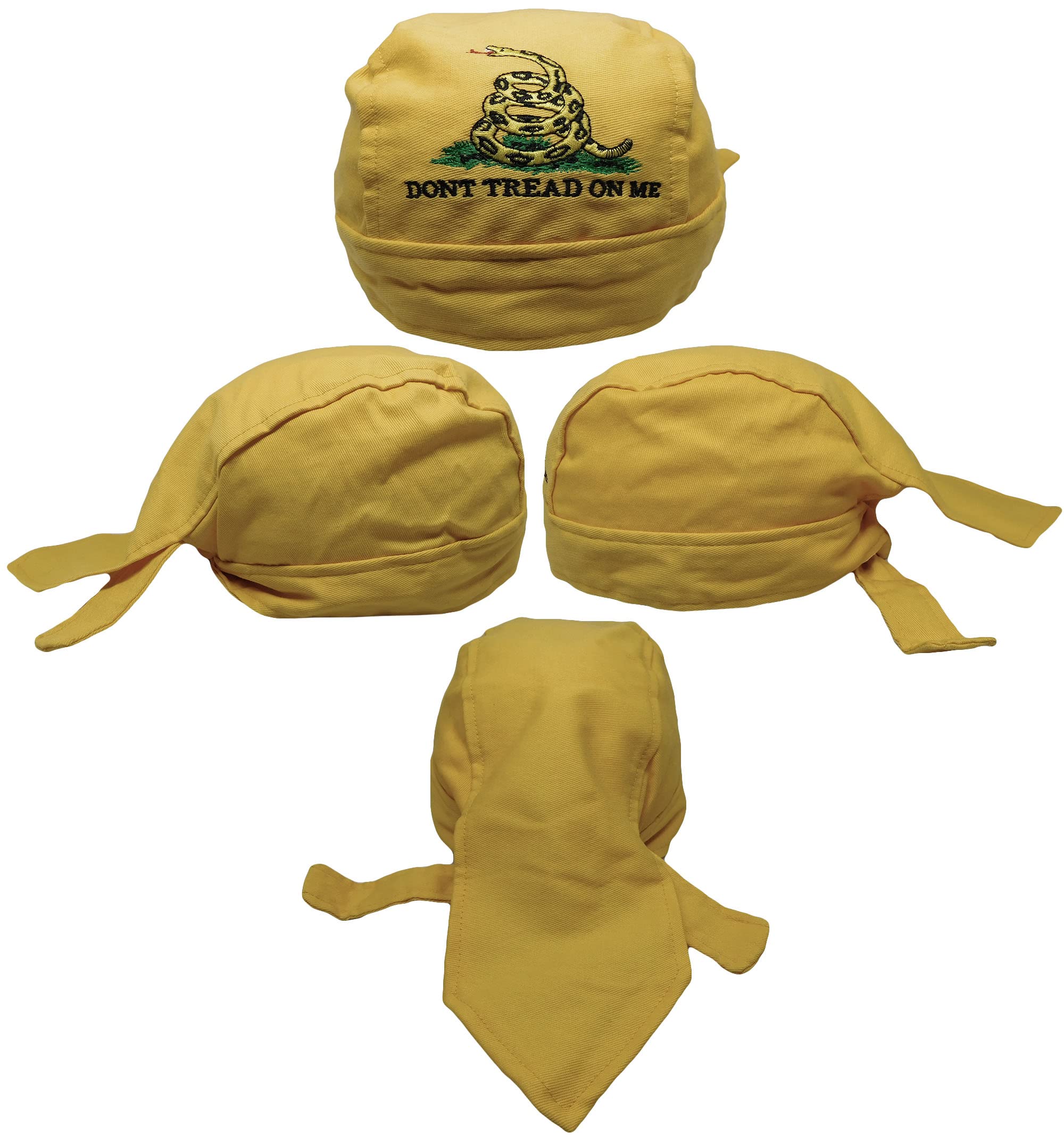 Gadsden Dont Tread On Me DTOM Yellow Embroidered Do Rag Doo Rag Skull Cap Head Wrap