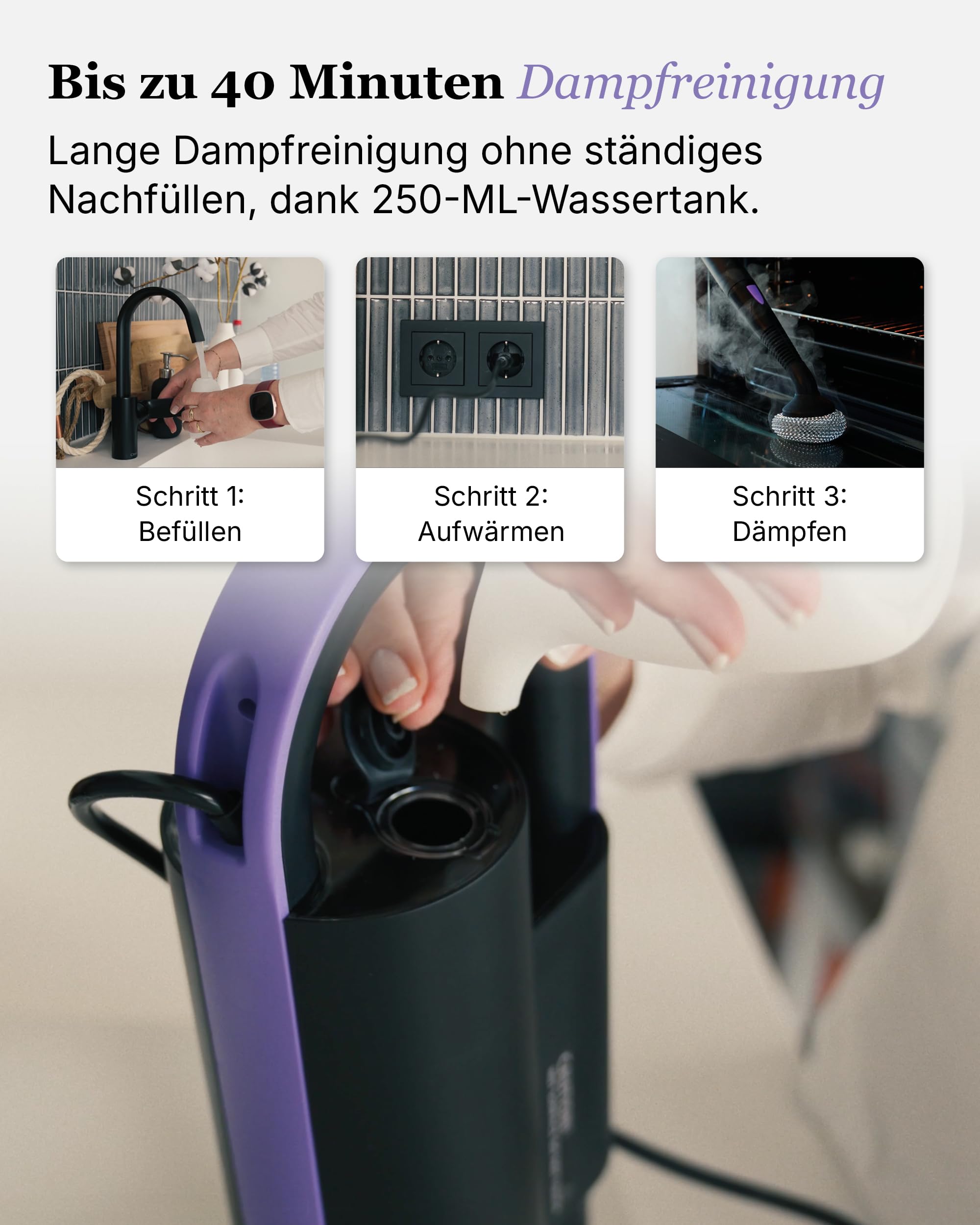 Motionflow Dampfreiniger für alles – 16-in-1 Hochdruck Steam Cleaner für Polstermöbel, Teppiche, Bad & Küche – Dampfbürste mit 13 Aufsätzen, 20 Min Laufzeit, 30s Aufheizzeit, 120°C Dampf