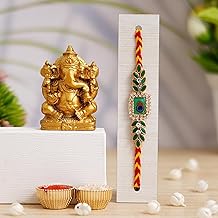 Webelkart Premium Peacock Rakhi for Brother/Bhaiya/Men/Sister/Bhabhi/Kids with Cute Ganesha Idol for Car Dashboard