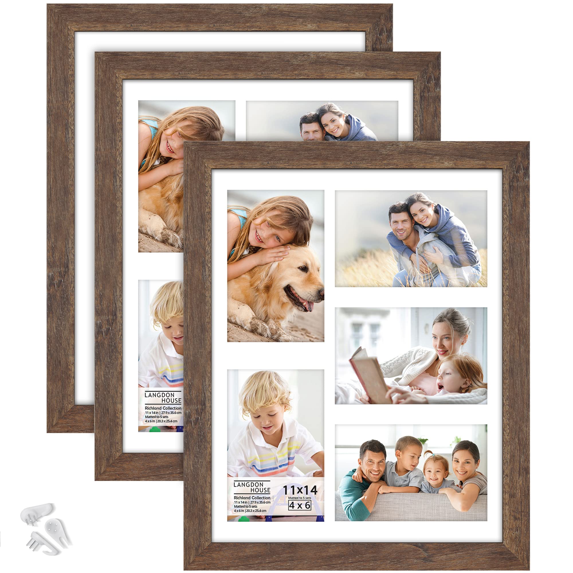 Cadres photo 12x35 cm imitation bois Langdon House Richland | Lot de 3